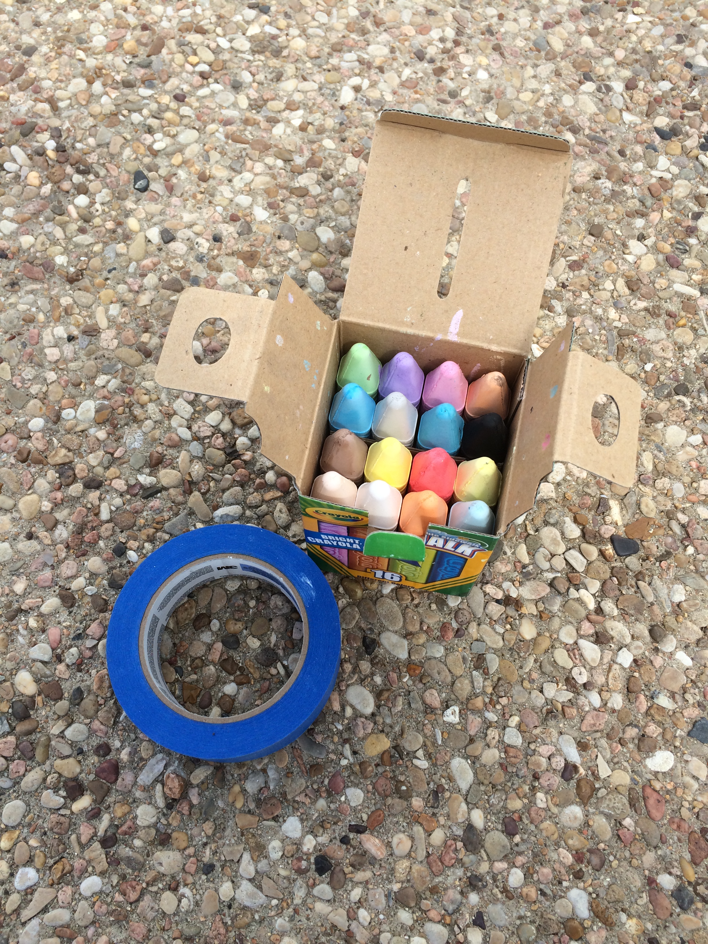 Masking tape and a new box of chalk