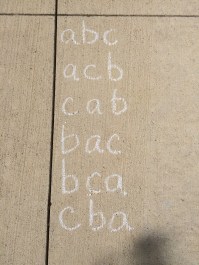 The 6 permutations of a, b, and c.