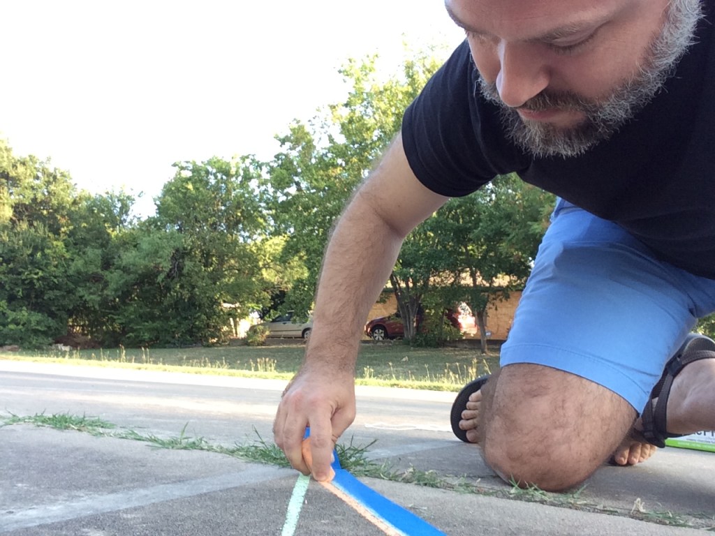 Eric chalking 45-degree triangle